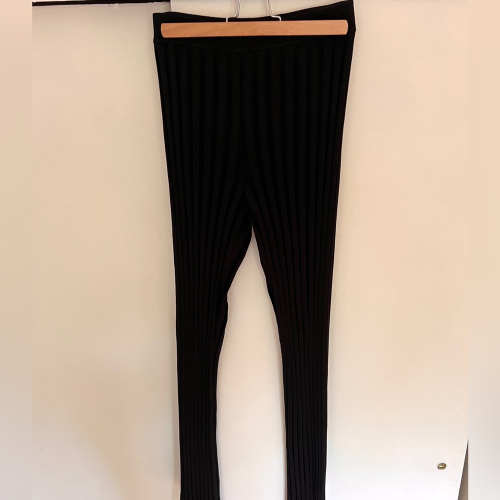House of Dagmar Knitted Ribbed Wide Leg Pants - Picture 2 of 4